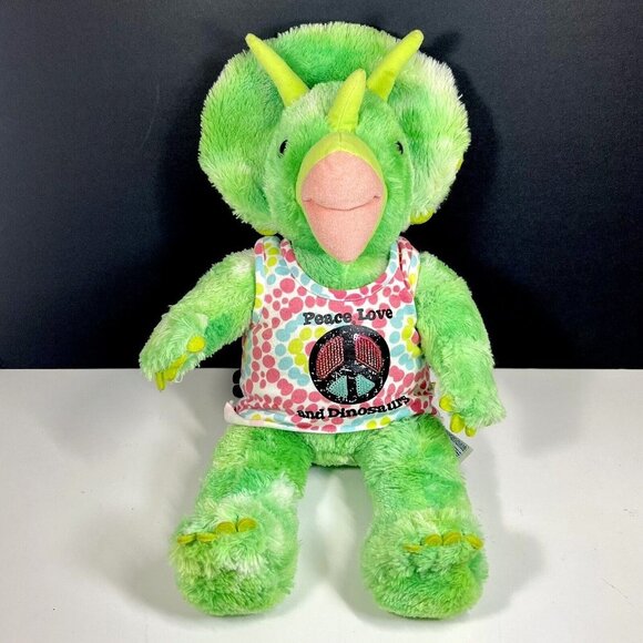 Build A Bear Green Triceratops Dinosaur 18" Plush with Sequins and Dot Tank - Picture 1 of 11